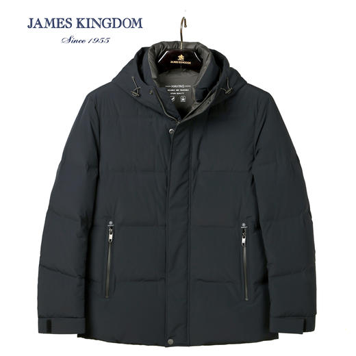 【专柜加厚白鹅绒】占姆士男士中青年加厚保暖连帽白鹅绒羽绒外套 商品图0