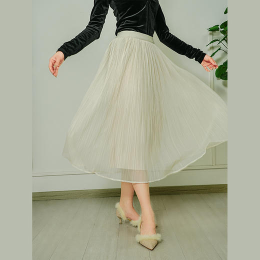 Avann两穿网纱丝绒半身裙2160 商品图0