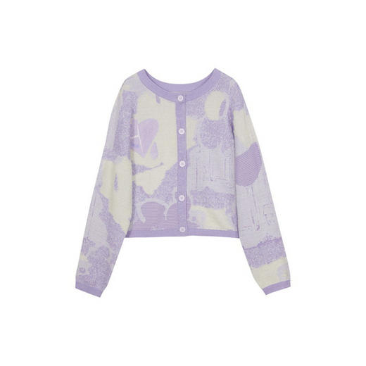 谜底针织开衫女2024春新款复古文艺风圆领短款修身毛衫241MZ0325 商品图4