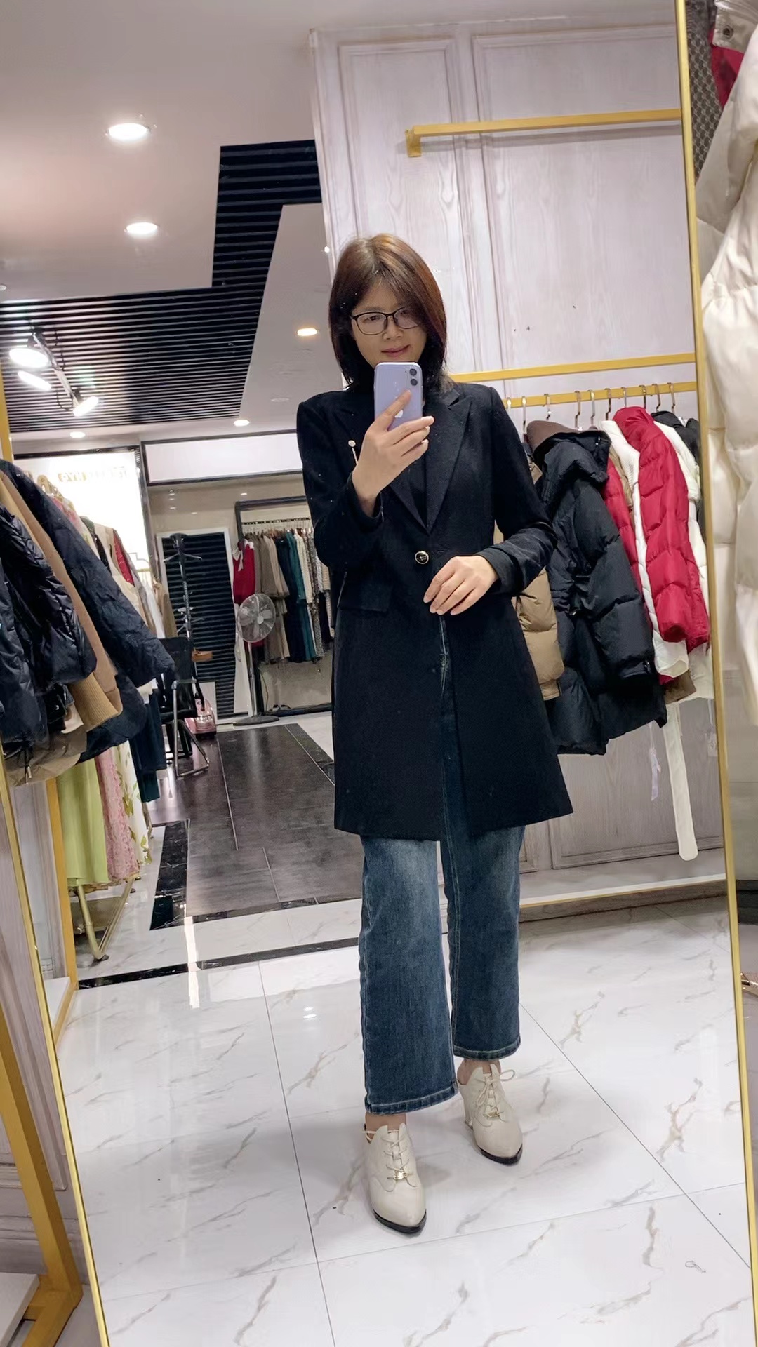 A7093         洋气气质西装领修身显瘦百搭中长款风衣外套