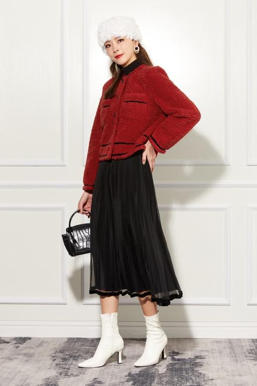 ANSUABEL 红色颗粒感毛绒外套 10848 商品图1