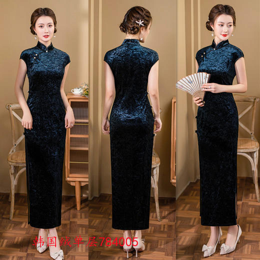 老上海复古民族风，新款韩国绒日常旗袍GX-784005 商品图1