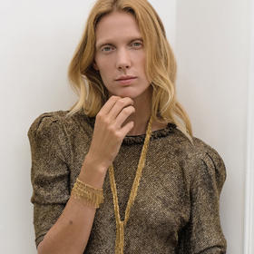 北京仓｜Marie Laure Chamorel-LONG-金色 编织 项链［法国设计师］