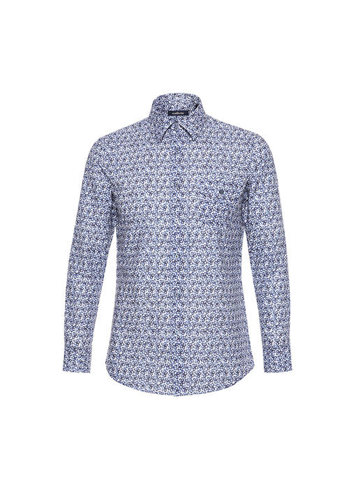 callisto蓝色棉亚麻混纺休衬长袖 STCSL079C 商品图3