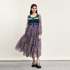 谜底针织拼接连衣裙长袖2024春新款复古田园风格子长裙241ML0114 商品缩略图0