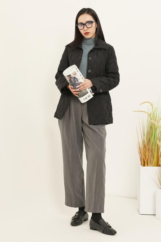 LNNNS 菱形格翻领单排扣棉服外套 14378 商品图3