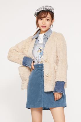 HAYES 毛绒牛仔拼接夹克 10073