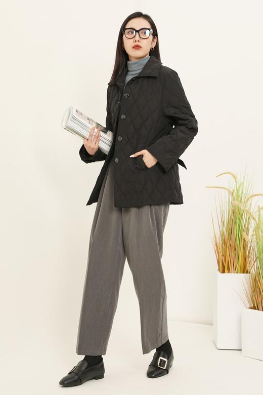 LNNNS 菱形格翻领单排扣棉服外套 14378 商品图4