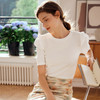 OLrain欧芮儿白色正肩T恤女早春2024年新款气质圆领木耳边短袖 商品缩略图0