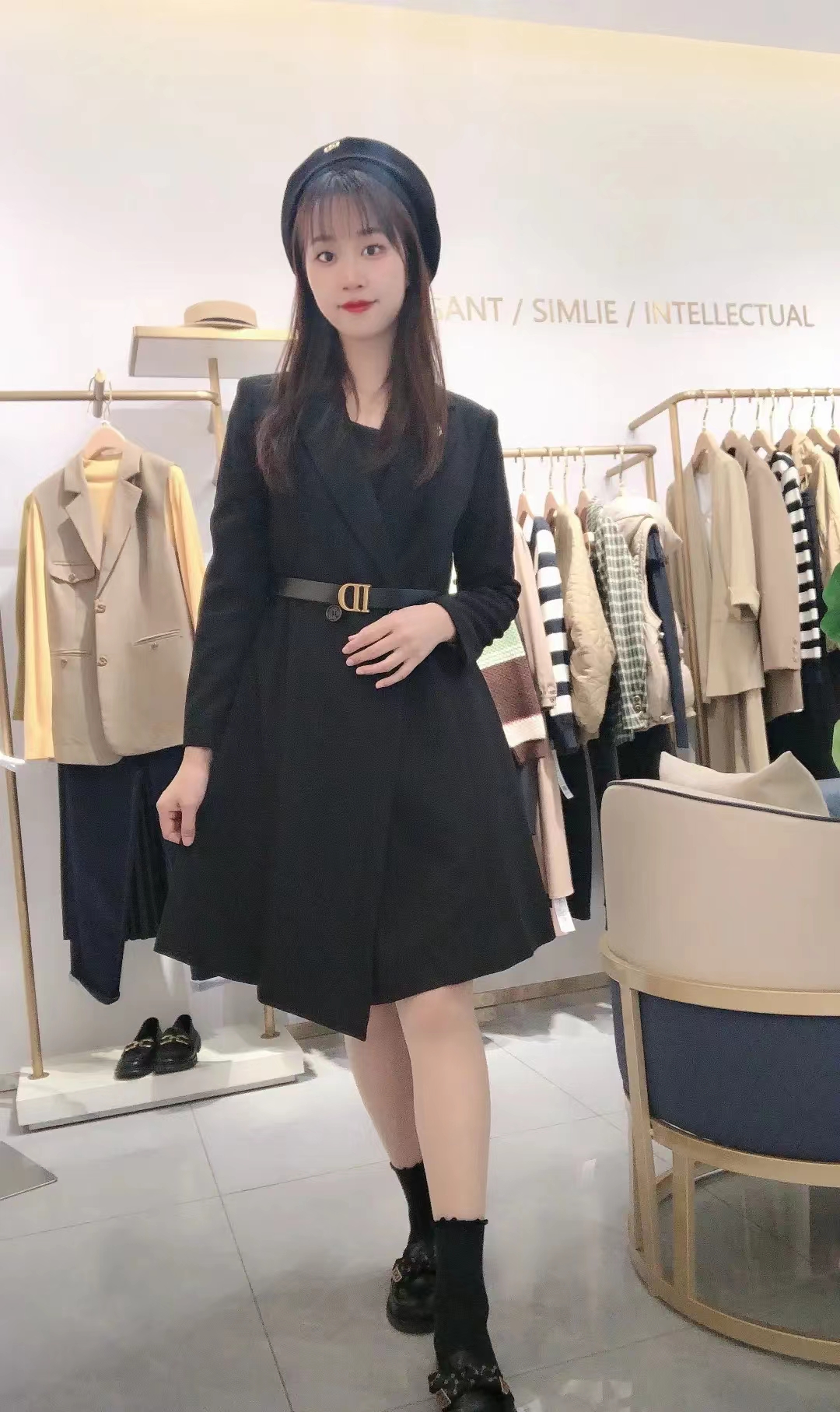 A7095      时尚高端气质收腰显瘦百搭西装领风衣外套（特价不退换）