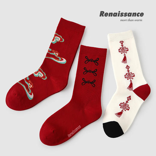 🐉本命年限定款🧧带来一整年的红运「Renaissance 新年限定女袜」🧦 被这组龙袜子拿捏了，从内到外都是红红火火的🔥温暖过冬就靠你了 🌈上脚柔软细腻舒适，耐磨不易变形 🎁精品礼盒包装 商品图8