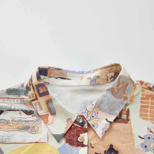 谜底主题花色衬衫长袖女2024春季新款复古纯棉修身衬衣241MC0098 商品图3