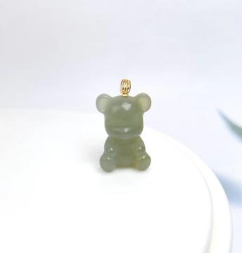 26840-18K和田玉吊坠-水青抱抱熊 商品图0