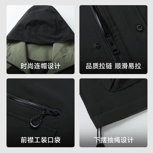 【新款DX】大依优型大码连帽外套夹克时尚雷萨加肥加大休闲胖子宽松外套上衣男装潮流 商品图3