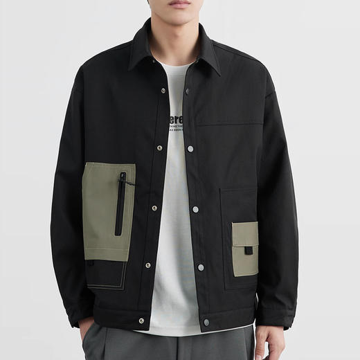 【Q】【新款DX】大依优型大码翻领外套衬衫夹克时尚雷萨加肥加大休闲胖子宽松外套上衣男装潮流 商品图2