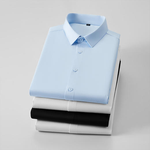 【圈】【三防衬衫】【新款DDY】大依优型长袖衬衫纯色加肥加大男装弹力免烫大号大码衬衣男士胖子上衣 商品图2