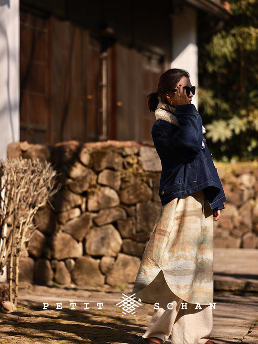 PETIT SCHAN小闪 CLO#422 sunset impression 日落印象 新中式油画感印花丝棉茧型连衣裙 商品图4