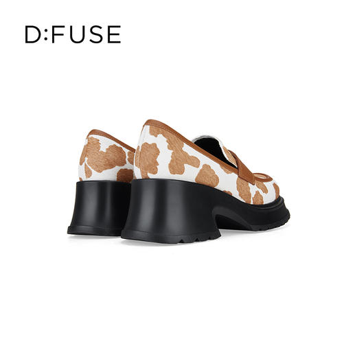 Dfuse迪芙斯2024春季新款大圆头厚底奶牛纹JK乐福鞋女DF41112101 商品图6