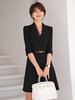 春装女2024年新款女蕾丝西装连衣裙黑色职业装气质翘肩连身裙 商品缩略图1
