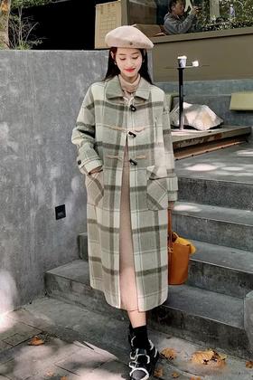 ESTELLICA 韩版格纹双面呢羊绒大衣外套 17530