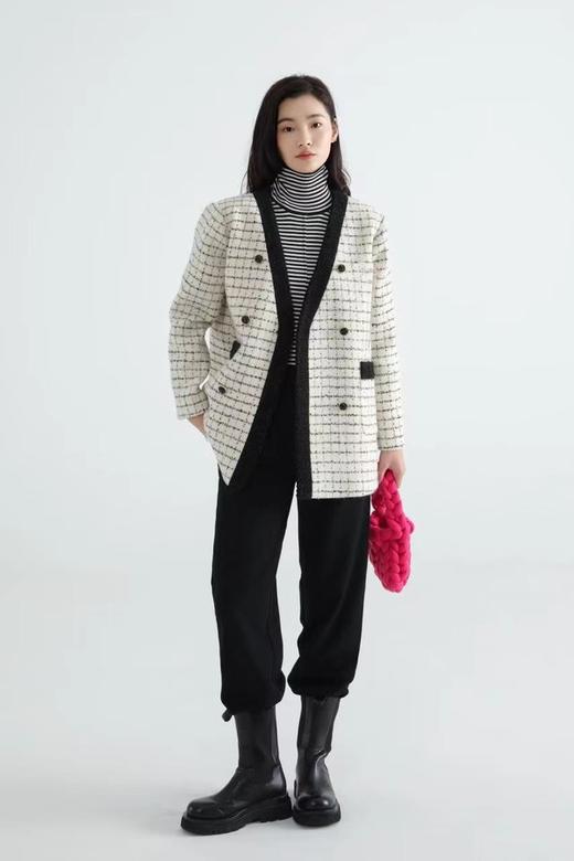 Le Malene 无领双排扣小香风羽绒服西装外套 17512 商品图2