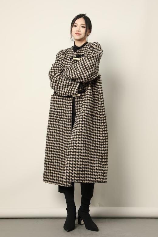 Kai & Kiera 韩版棕色千鸟格宽松款大衣外套 17444 商品图2