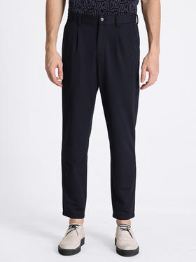 callisto藏青色微泡肌理休闲裤 STCPW153T