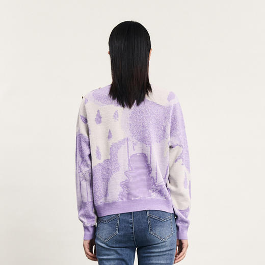 谜底套头针织衫女2024春季新款复古慵懒风圆领宽松毛衣241MZ0327 商品图2