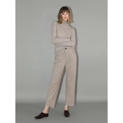 COCOBELLA复古色织人字纹通勤九分西裤女秋高腰哈伦休闲裤PA3007 商品图1