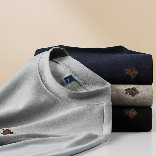 【新款DDY】大依优型大码兔绒打底衫T恤圆领加肥加大宽松大码男装休闲上衣男士胖子 商品图2