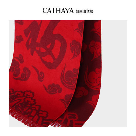 【限时特惠】凯喜雅  龙福呈祥-真丝拉绒围巾 商品图3