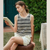 OLrain欧芮儿法式蕾丝雪纺衫女春季2024年新款黑白条纹流苏背心 商品缩略图0
