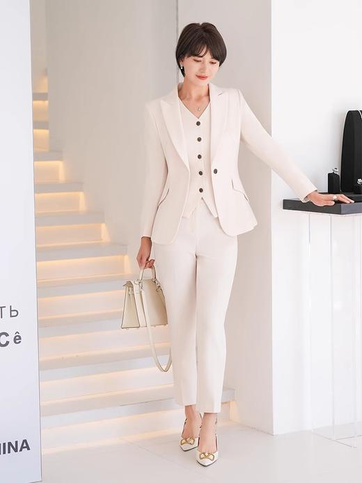 杏色西装套裤高端气质经理工作服春秋正装马甲三件套 商品图4