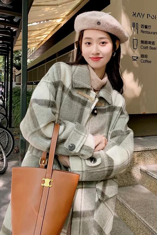 ESTELLICA 韩版格纹双面呢羊绒大衣外套 17530 商品图1