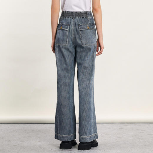 谜底牛仔阔腿裤女2024春季新款复古风高腰百搭宽松长裤241MK0011 商品图2