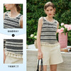 OLrain欧芮儿法式蕾丝雪纺衫女春季2024年新款黑白条纹流苏背心 商品缩略图2