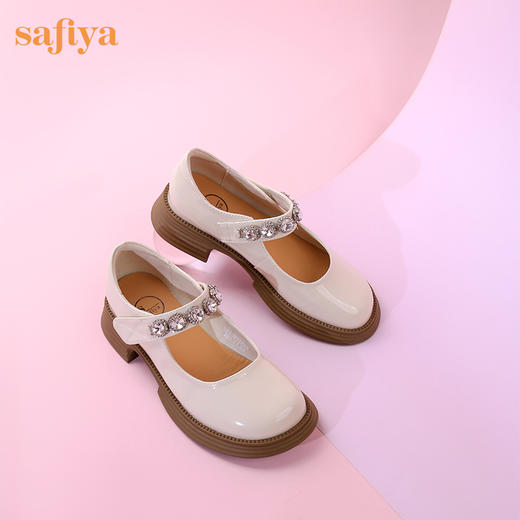超值精选 | Safiya/索菲娅 2023秋季甜酷粗跟钻链亮面一字带玛丽珍小皮鞋 SF33912229 商品图3