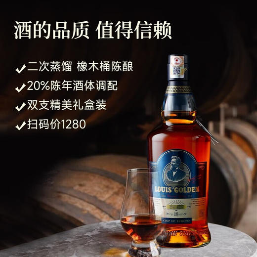 苏格兰原瓶进口路易高登洛诗威士忌双支礼盒礼袋装洋酒 商品图1