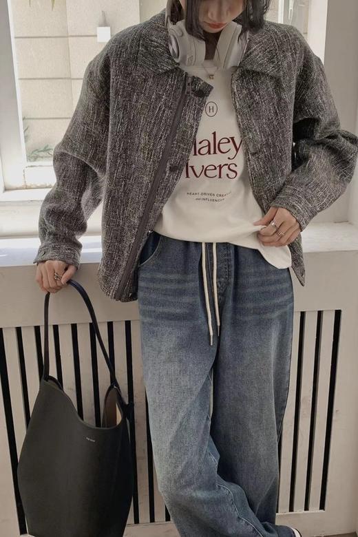 WHO KNOWS 黑灰颗粒感小香风夹克 17277 商品图0