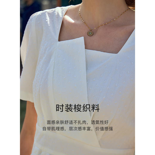 OLrain欧芮儿法式杏色连衣裙女夏季2024年新款收腰显瘦短袖裙子 商品图1