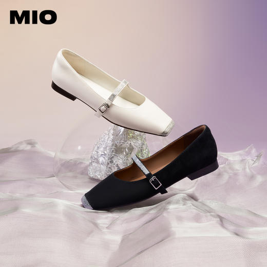MIO米奥春季显瘦方头单鞋精致细钻袢带甜酷玛丽珍鞋女鞋M241430952 商品图1