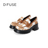 Dfuse迪芙斯2024春季新款大圆头厚底奶牛纹JK乐福鞋女DF41112101 商品缩略图5