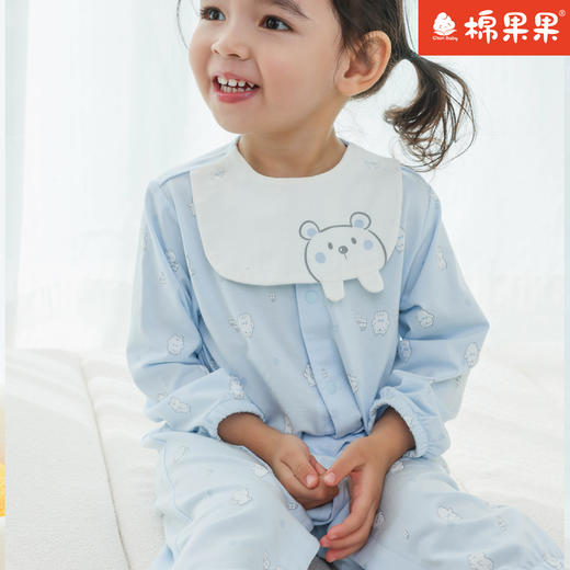 棉果果专柜同款春季新品内衣家居男宝5A抗菌莫代尔对开连体衣M111722424712 商品图1