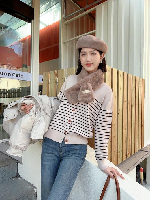 LS1003#间条圆领针织开衫 商品图0