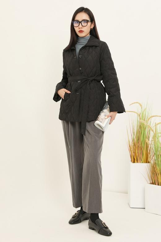 LNNNS 菱形格翻领单排扣棉服外套 14378 商品图5