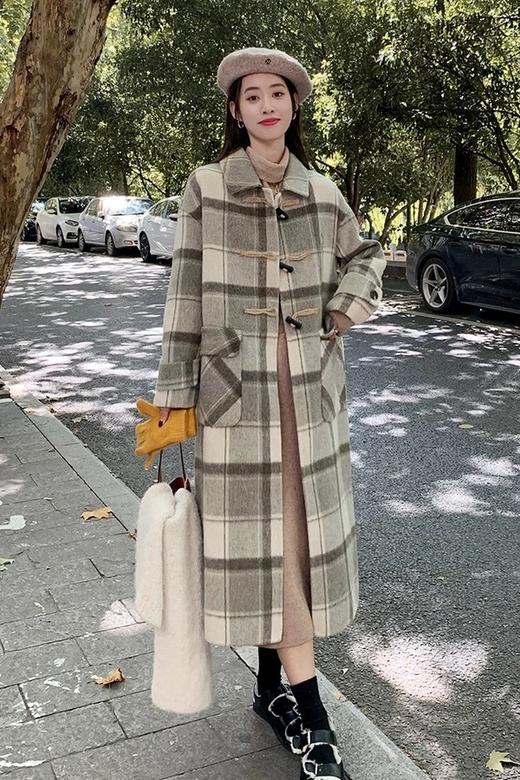 ESTELLICA 韩版格纹双面呢羊绒大衣外套 17530 商品图3