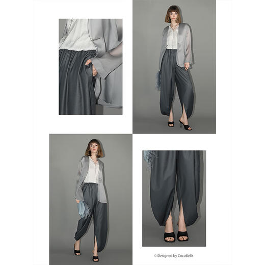 【有赞】COCOBELLA精纺质感弧形花苞九分西裤设计感休闲气球裤PA7011 商品图1