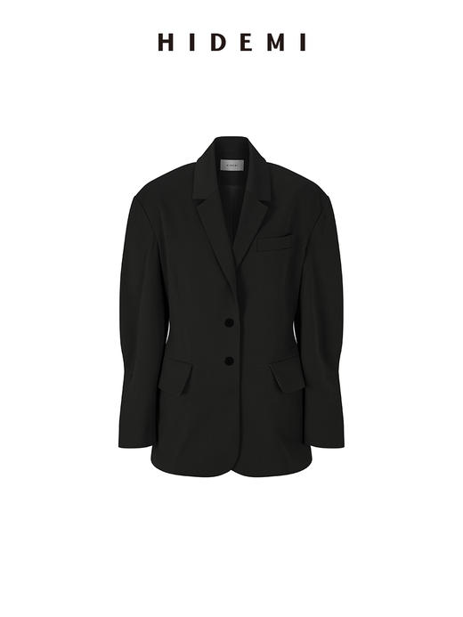HIDEMI极简立裁设计感弧形肩袖腰带式宽松西装 商品图14
