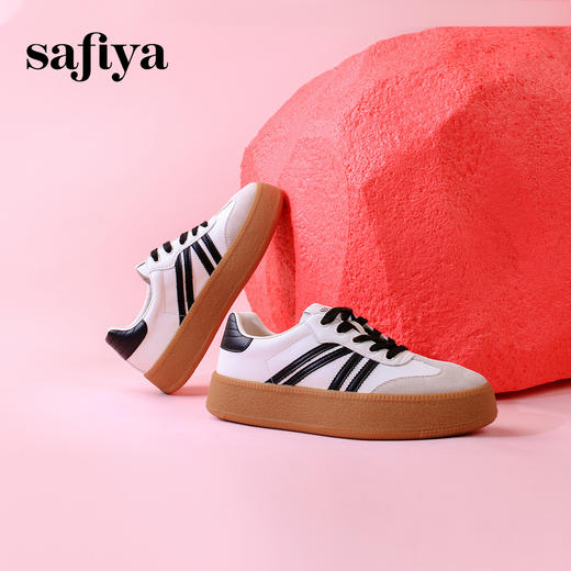 超值精选 | Safiya/索菲娅2023秋冬网红厚底百搭条纹系带休闲复古德训鞋 SF33912359 商品图5