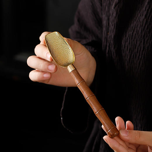 花梨木茶勺茶匙仿古锤纹茶勺子实木茶叶分茶功夫茶具 商品图0